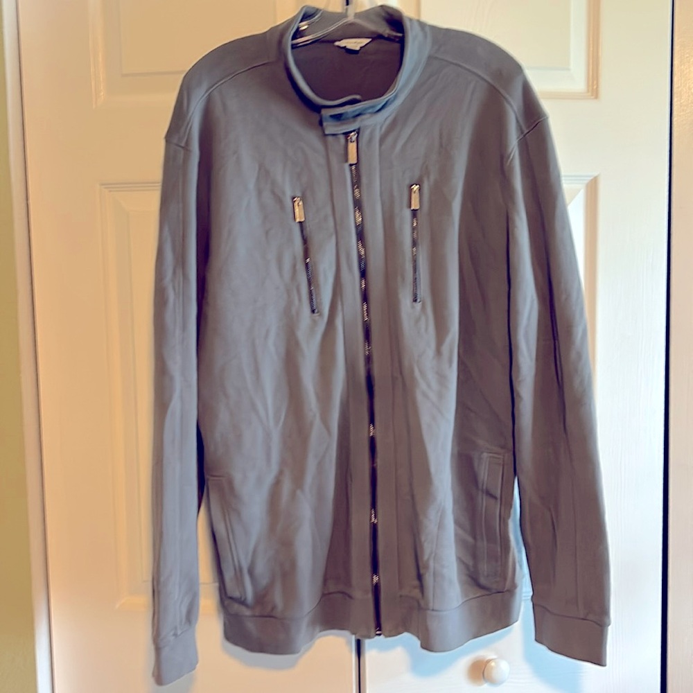 2XL Gray Calvin Klein Lightweight Knit Front Zip Jacket